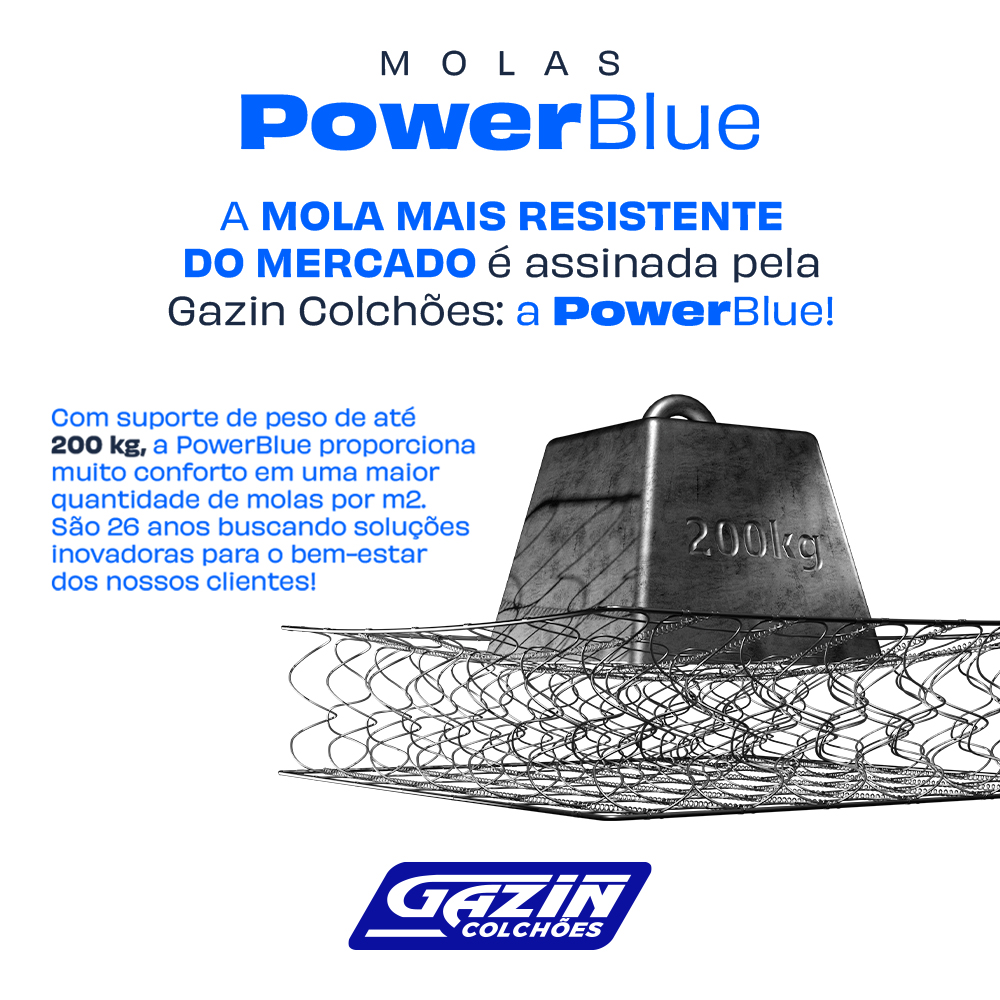 Colchão Casal Molas PowerBlue Gazin Power Black 138x188