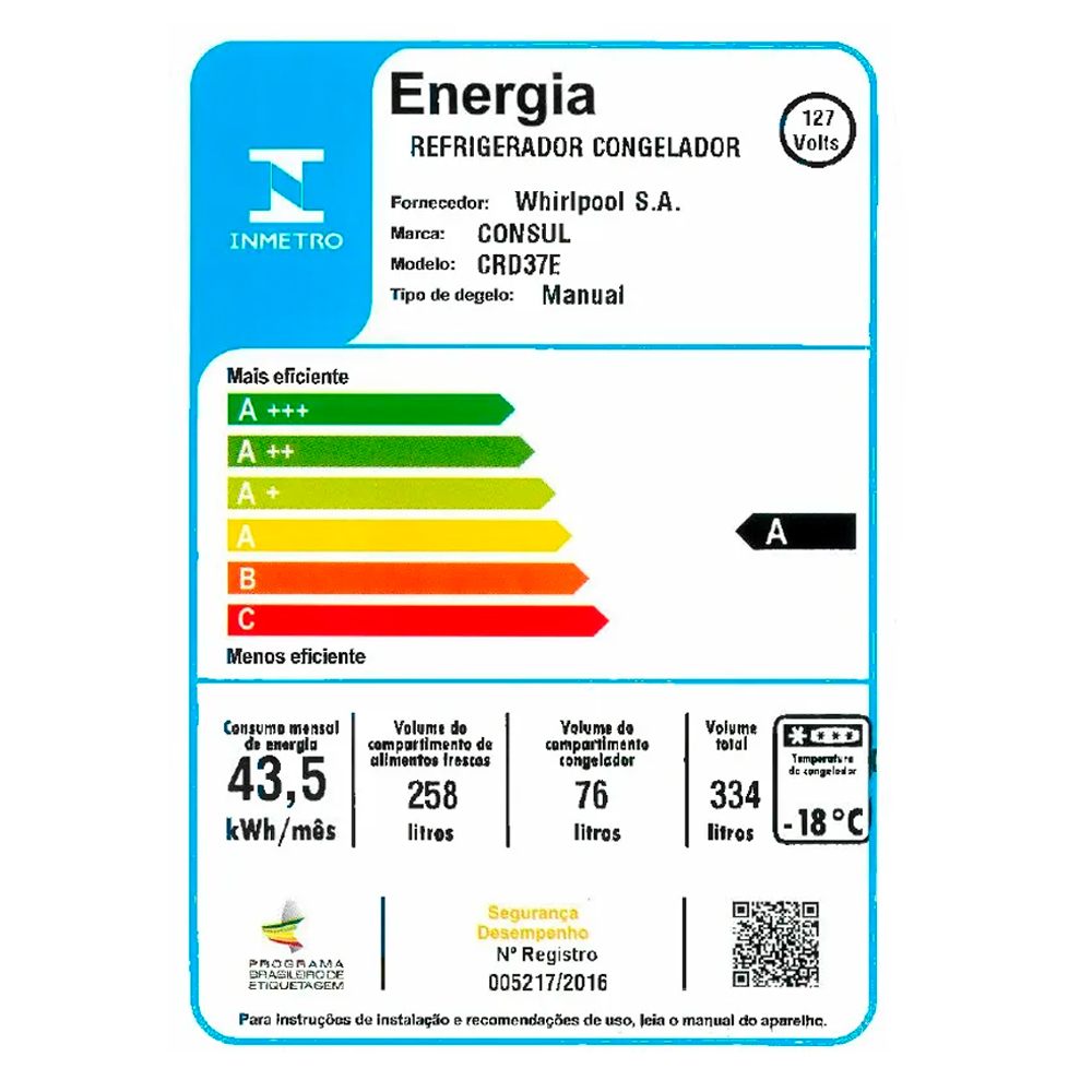Geladeira Consul 334L Cycle Defrost Duplex CRD37