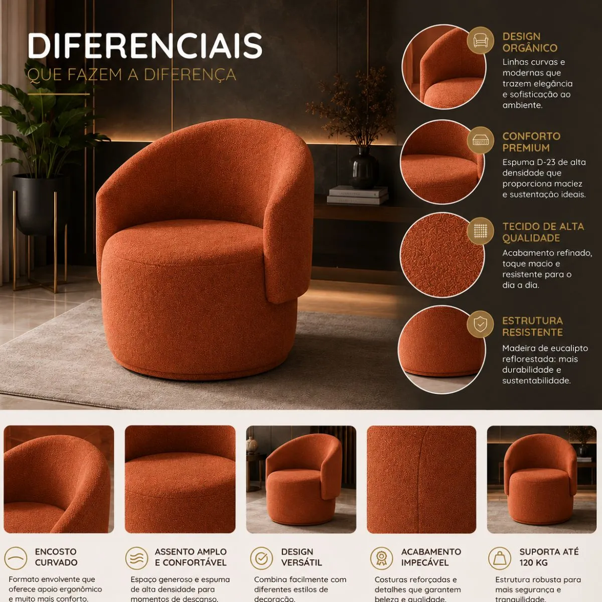 Poltrona Orgânica Beatriz Bouclé Terracota Conforto E Estilo