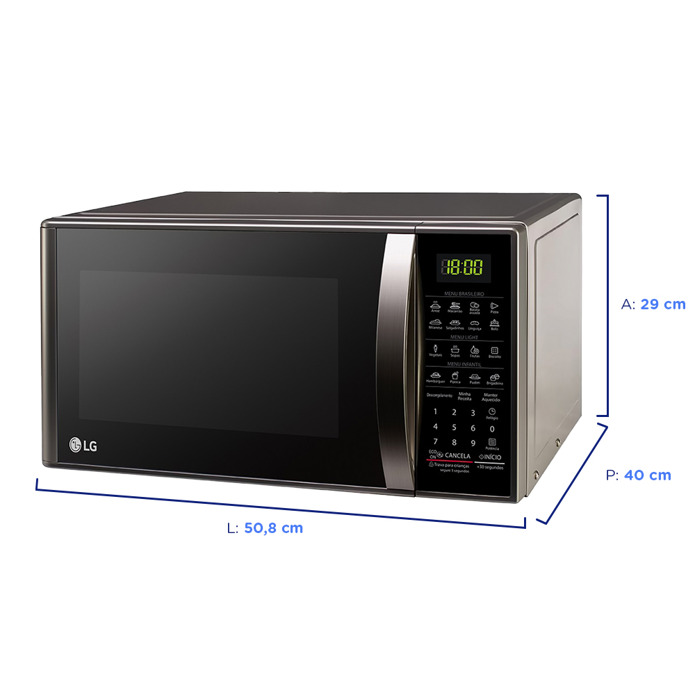 Micro-Ondas LG Solo 30L Cozimento Perfeito MS3043BR