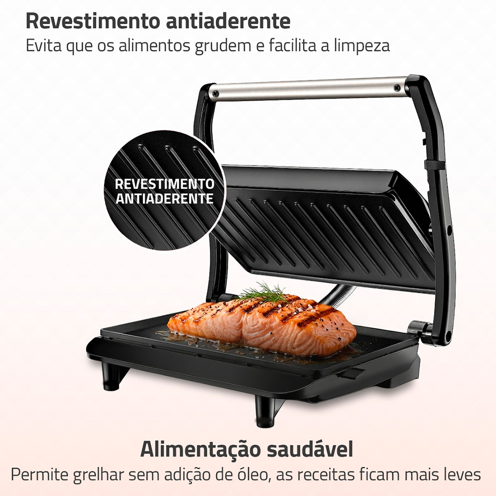 Grill Sanduicheira Mondial Mater Press Inox 1000W