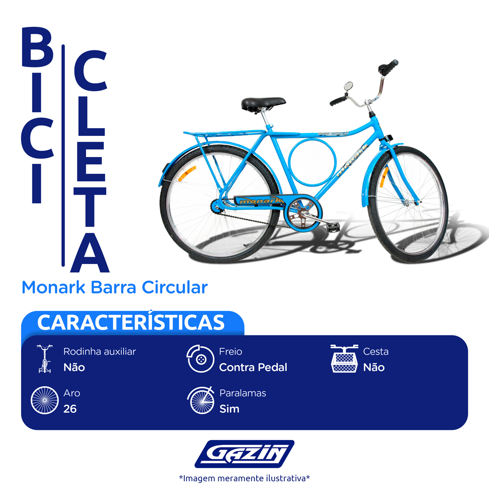 Bicicleta Aro 26 Monark Barra Circular Contra Pedal