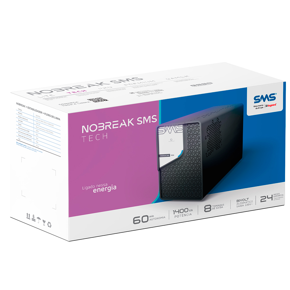 Nobreak SMS Tech 1400VA 8 Tomadas 0029306