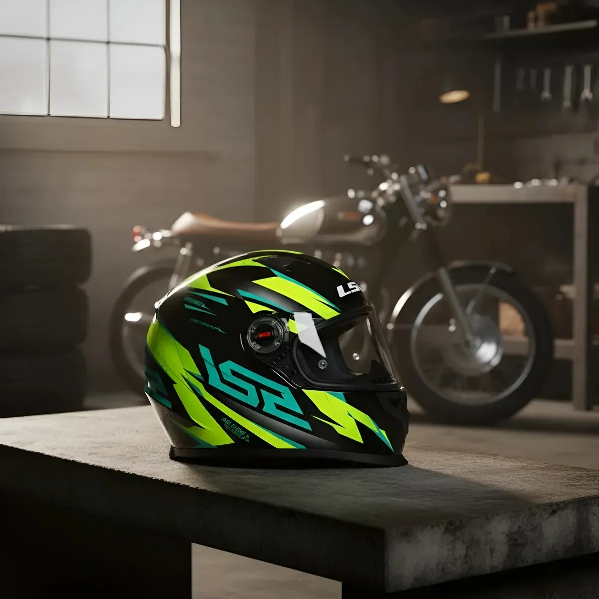 Capacete LS2 FF358 Classic Draze Preto e Amarelo Flúor