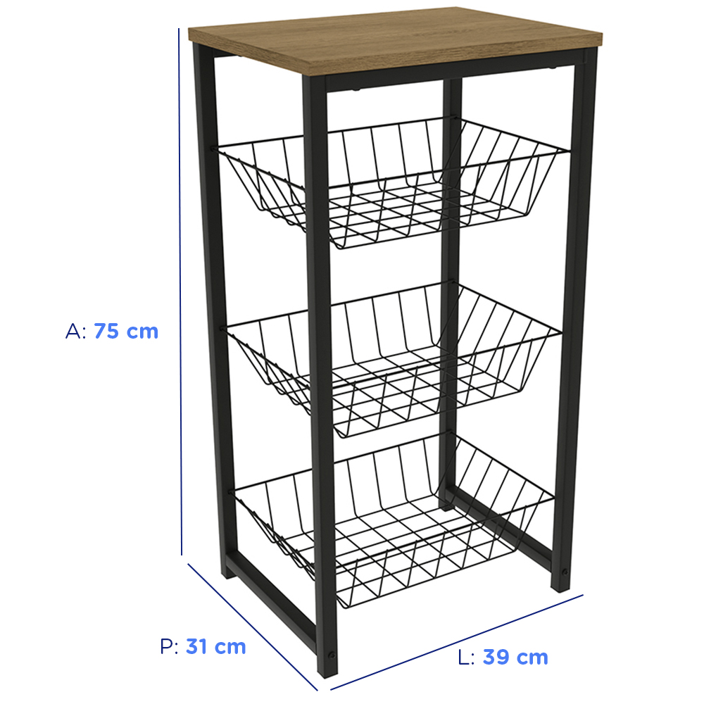 Fruteira Organizadora 40cm 3 cestos LI035 Kappesberg