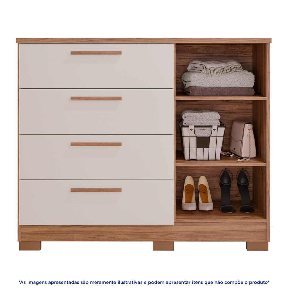 Cômoda 1 Porta 4 Gavetas MDF Malu Panan