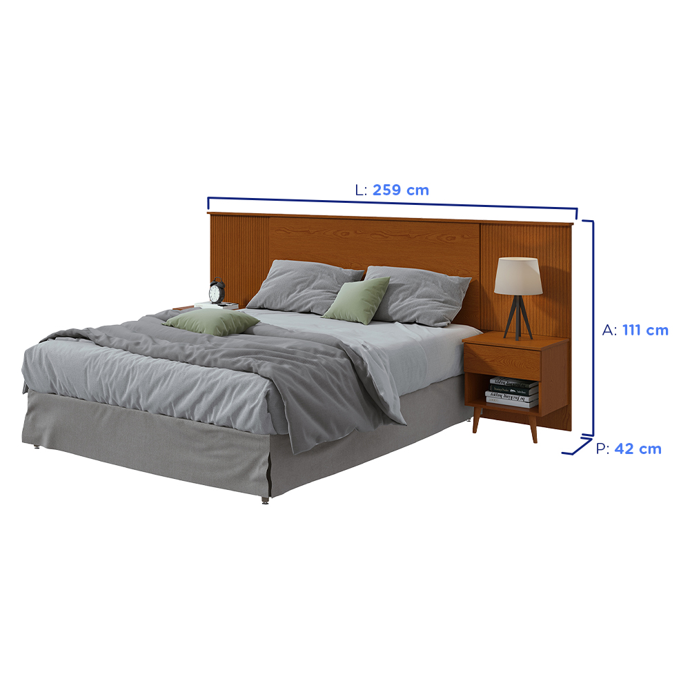 Cabeceira Casal Extensiva 259cm Like Lopas