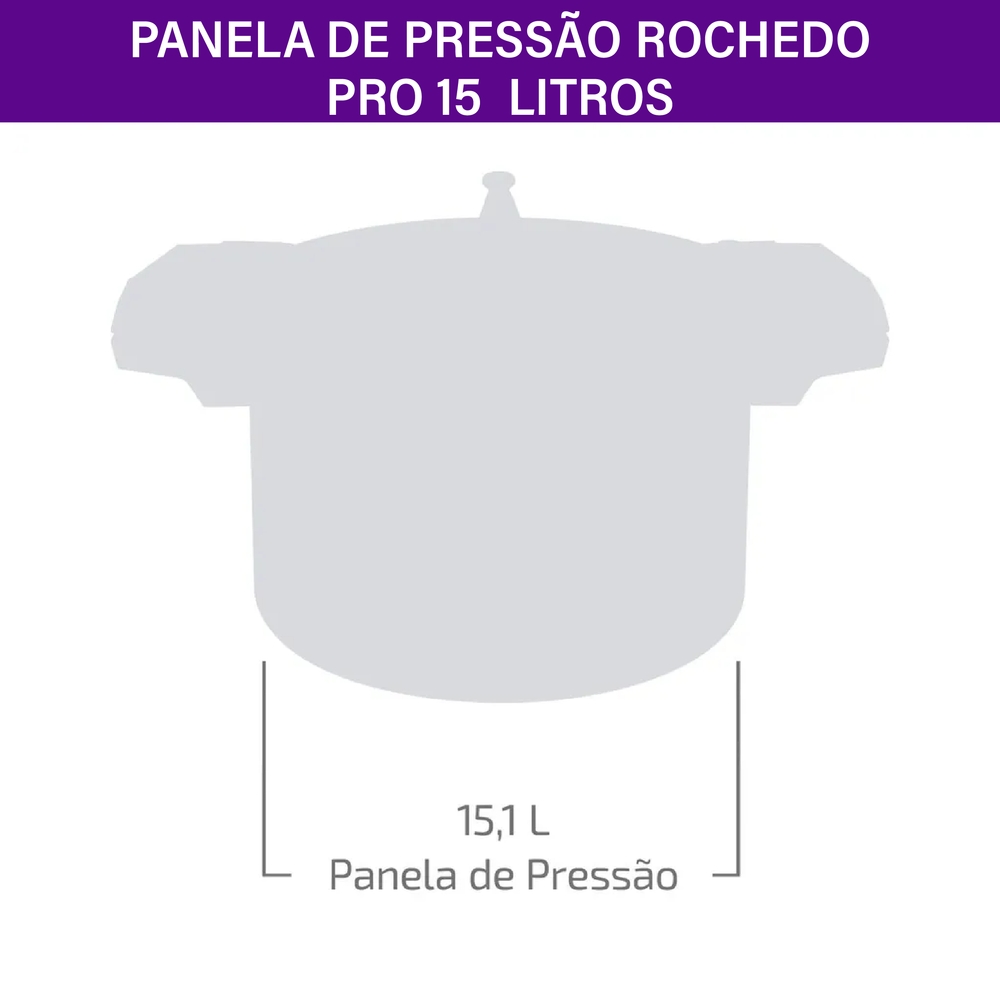 Panela de Pressão Rochedo Alumínio Polido 15L Pro
