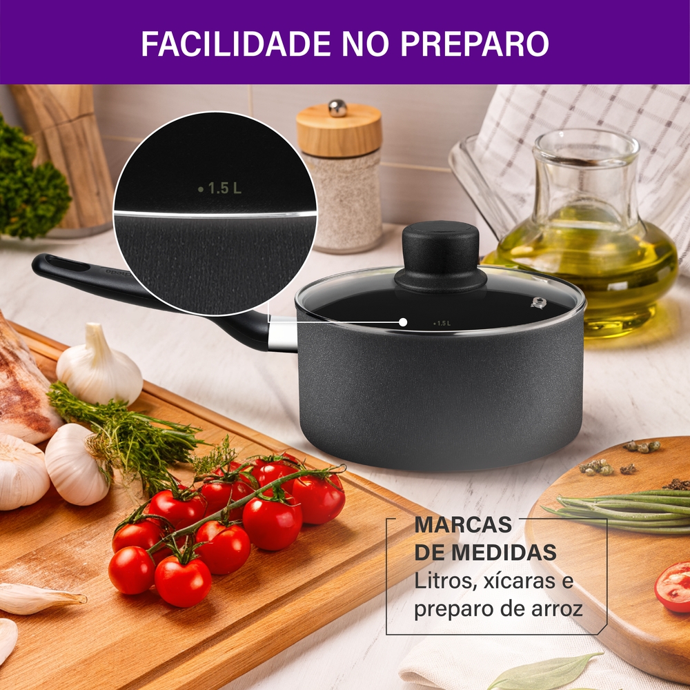 Panela Avulsa Rochedo Robusta 1,4L 16cm Antiaderente