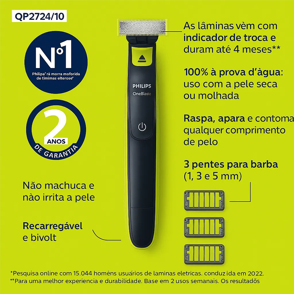 Aparador Barbeador Oneblade Uso Seco Molhado Sem Fio