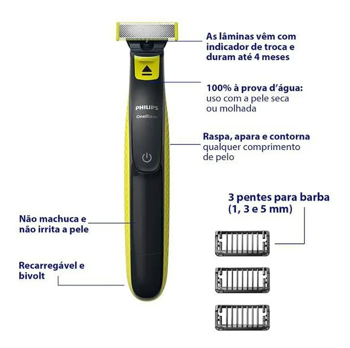 Aparador Barbeador Oneblade Uso Seco Molhado Sem Fio
