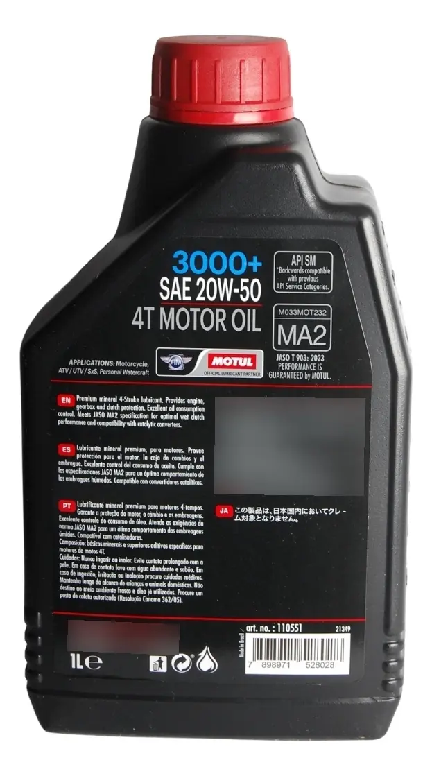 Óleo Lubrificante Motul 3000+ 20w50 Motos 1 Litro