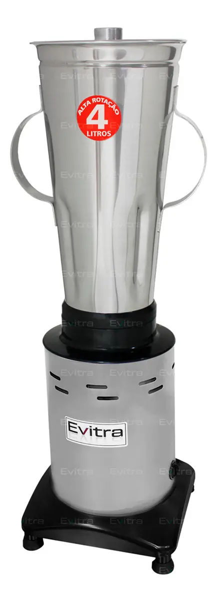 Liquidificador Industrial 4 Litros Alta Rotação Jarra de Aço Inox Evitra