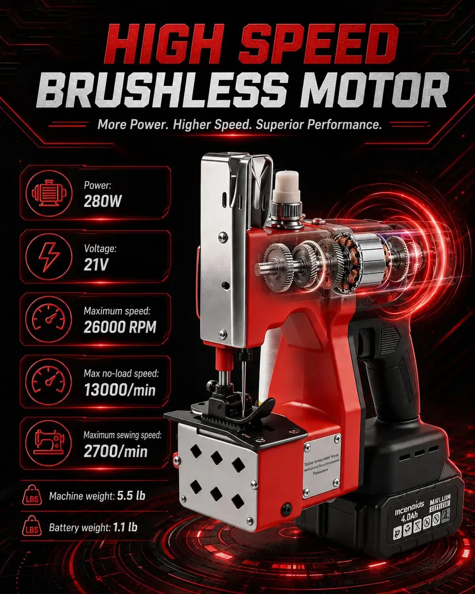 Máquina De Costura Elétrica Sem Fio Incendios Vermelho