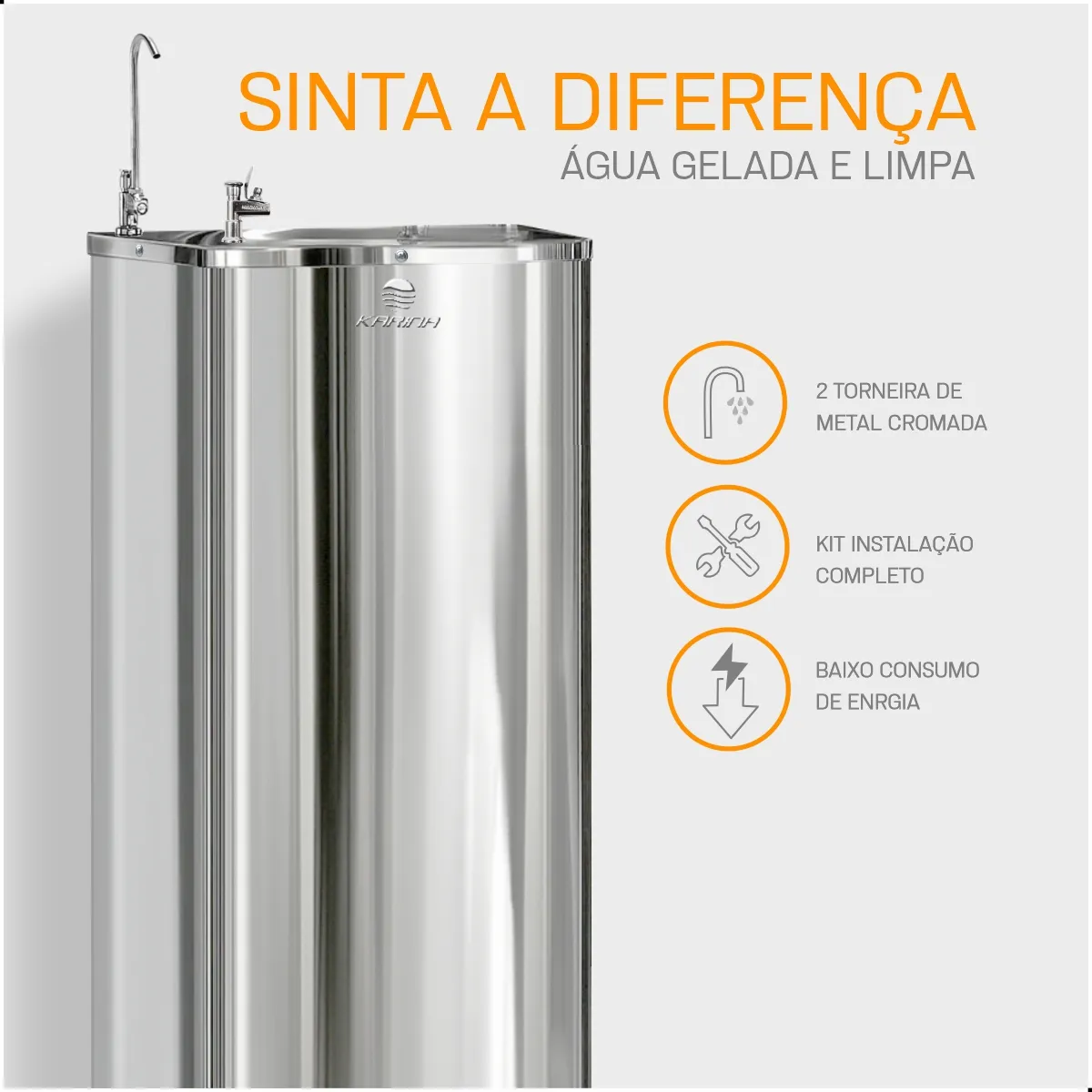 Bebedouro Purificador Refrigerado Pressão Inox Aço Inoxidável