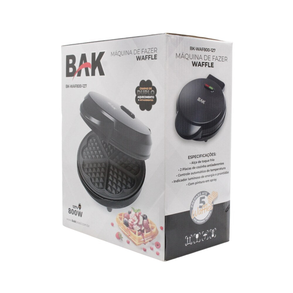 Máquina de Waffle BAK 800W para 5 Waffles