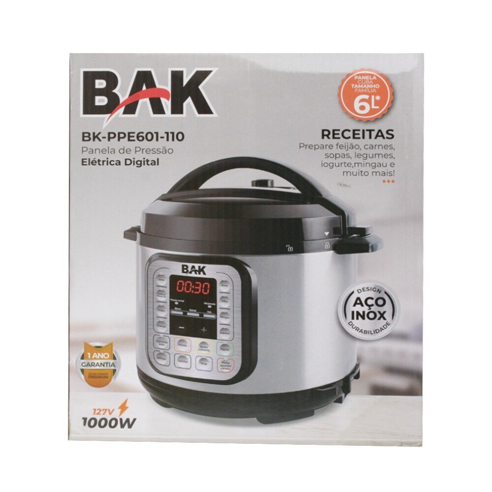 Panela de Pressão Elétrica Digital BAK 6L PPE601